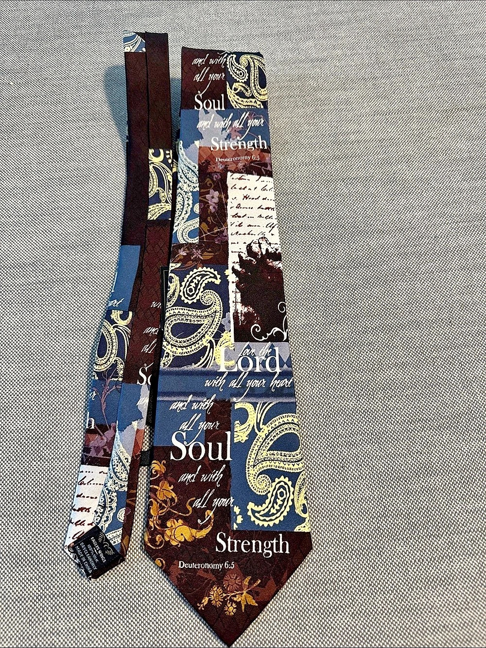 Eagles Wings Love The Lord Silk Paisley Tie Brown & Blue
